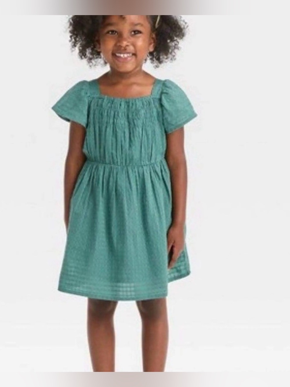Cat & Jack|Baby girl/toddler Teal Green Smocked short sleeve dress in 3T•••Boho